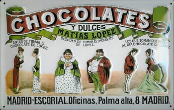 Postal Metálica Matias López, Chocolates y Dulces