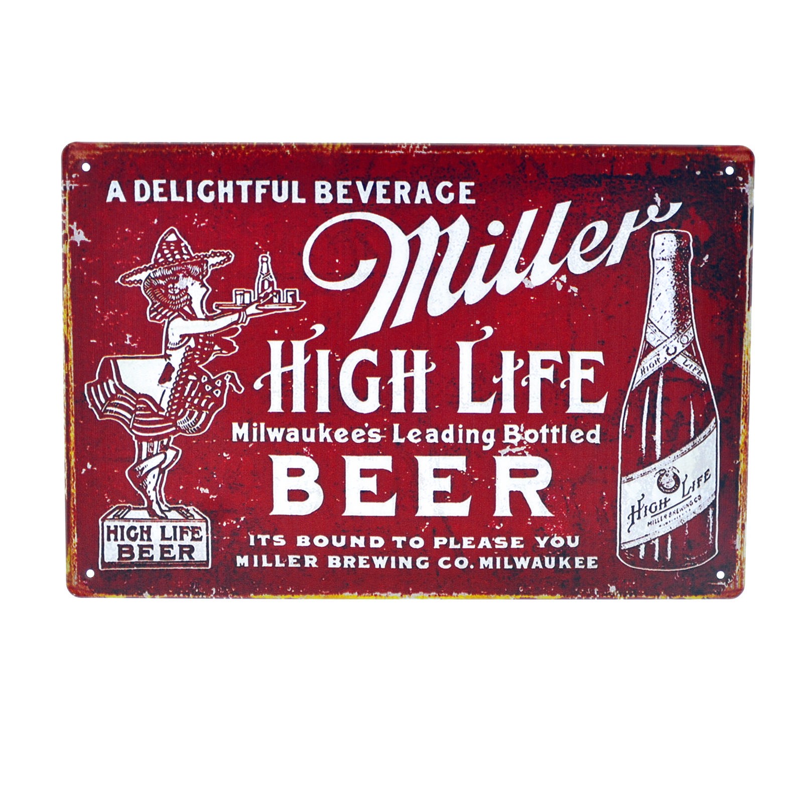 Cartel Metálico de Miller rojo