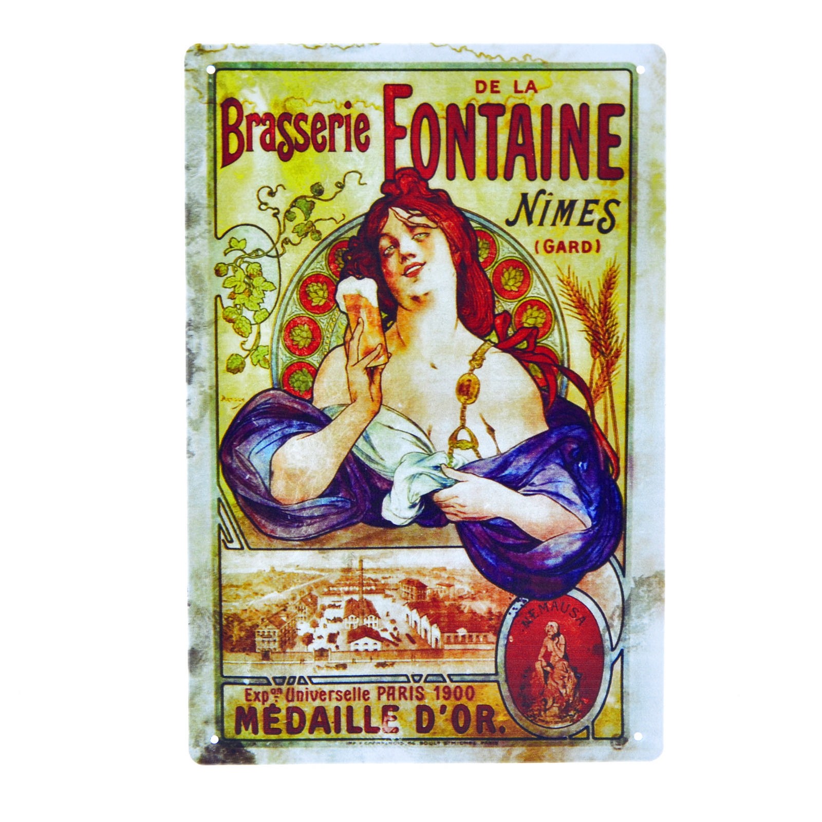 Cartel Metálico de Brasserie de la Fontaine