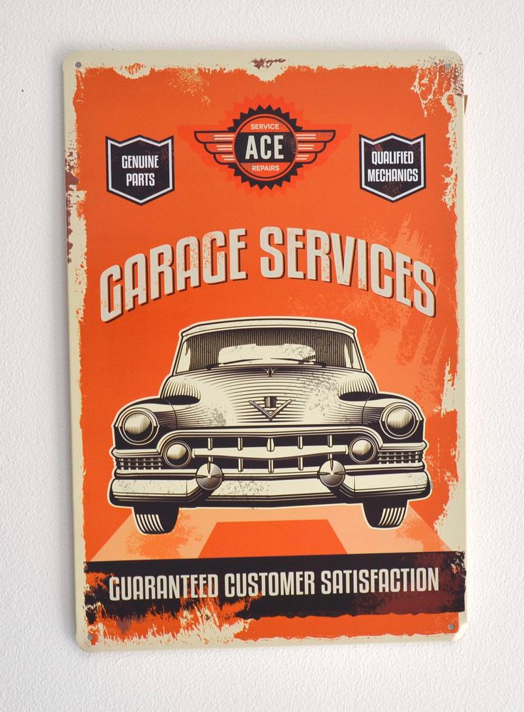 Cartel Metálico Garage Services