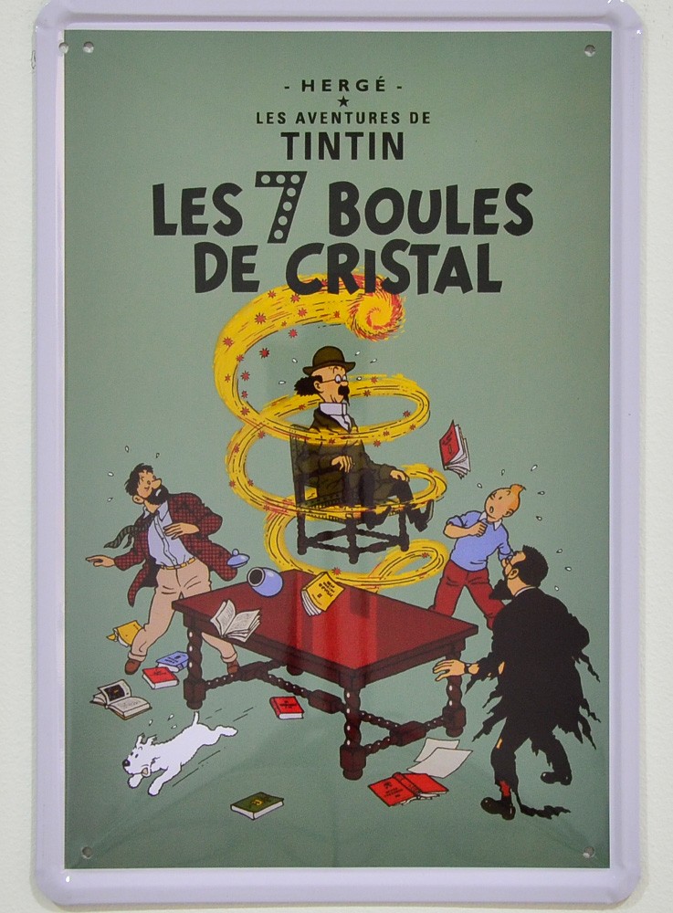 Cartel Metálico de Tintín, Las 7 Bolas de Cristal