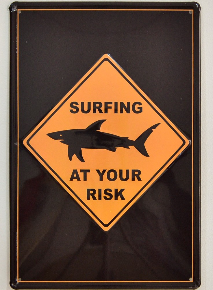 Cartel Metálico Surfing at Your Risk