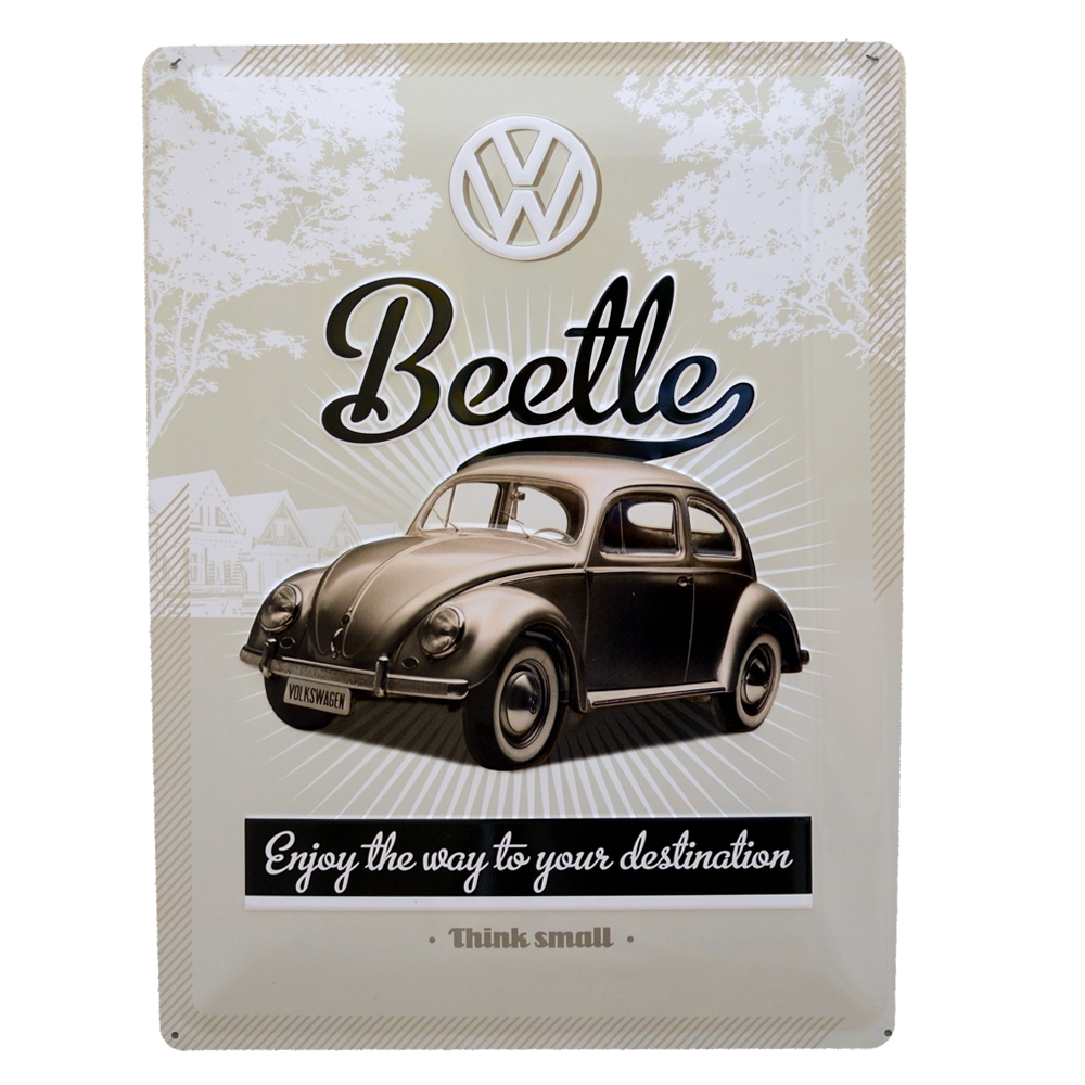 Chapa Metálica Volkswagen Beetle, Think Small