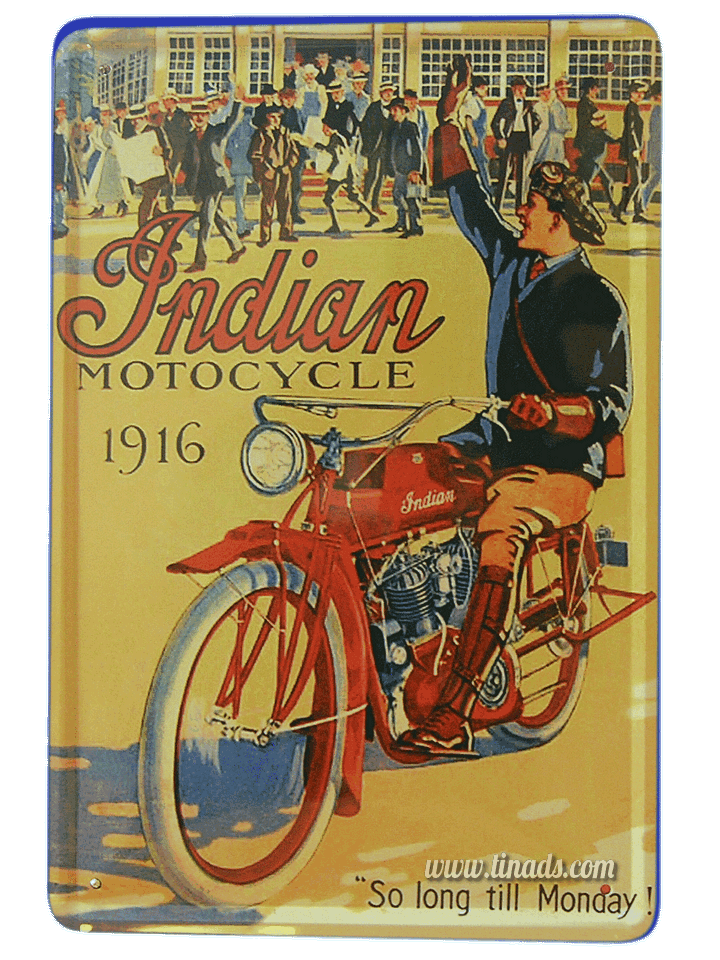 Cartel Publicitario Indian Motorbike 1916