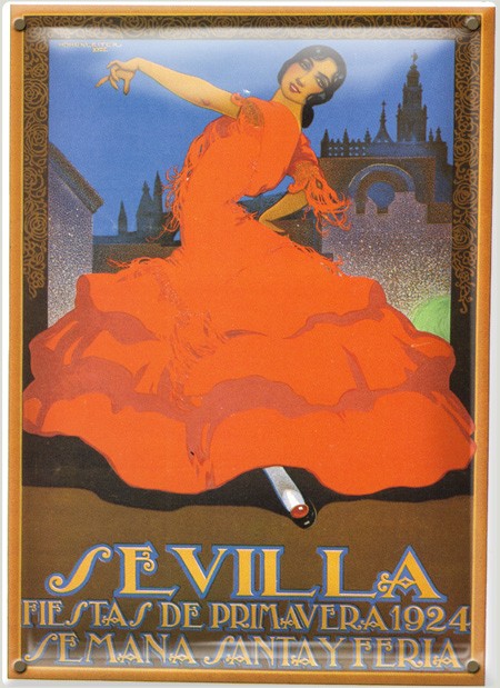 Postal Metálica Feria Sevilla 1924
