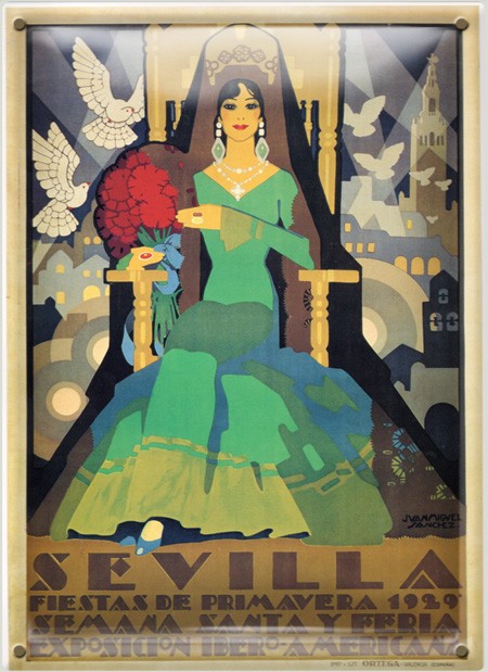 Postal Metálica Feria Sevilla 1929