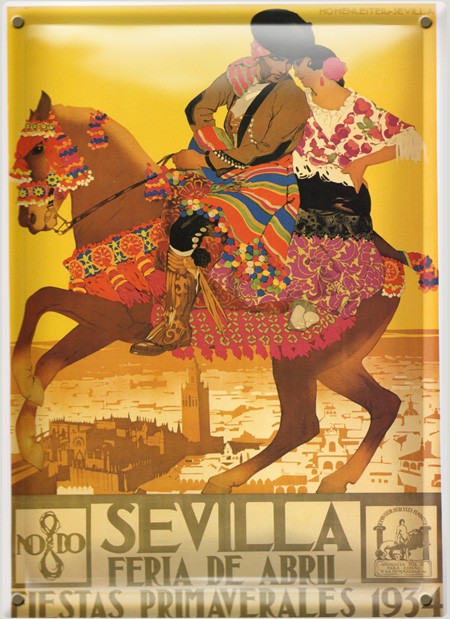 Postal Metálica Feria Sevilla 1934