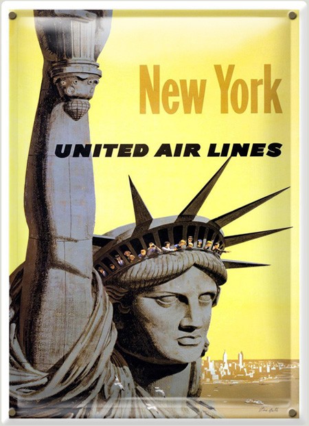 Postal Metálica New York United Airlines