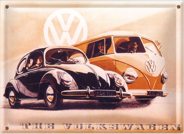 Postal Metálica Volkswagen Bulli y Beetle