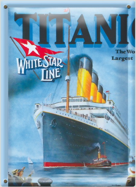 Postal Metálica Titanic White Star Line