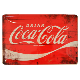 Cartel Metálico Coca Cola Logo Rojo