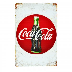 Cartel Metálico de Coca Cola circulo rojo