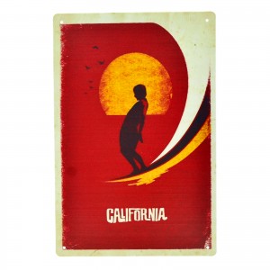 Cartel Metálico de California surf