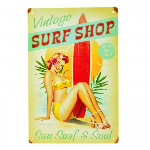 Cartel Metálico de Surf Shop