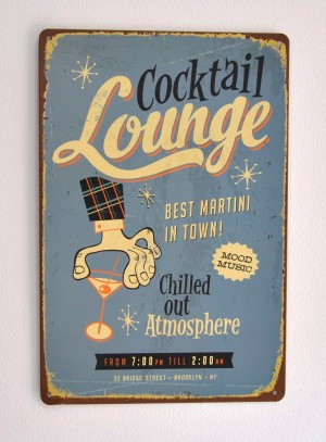 Cartel Metálico Cocktail Lounge
