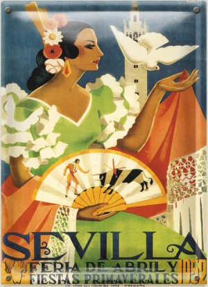 Postal Metálica Feria Sevilla 1952