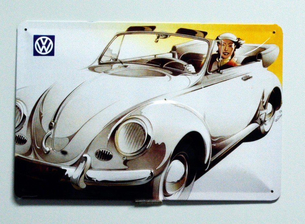 Cartel  Metálico Volkswagen Escarabajo descapotable