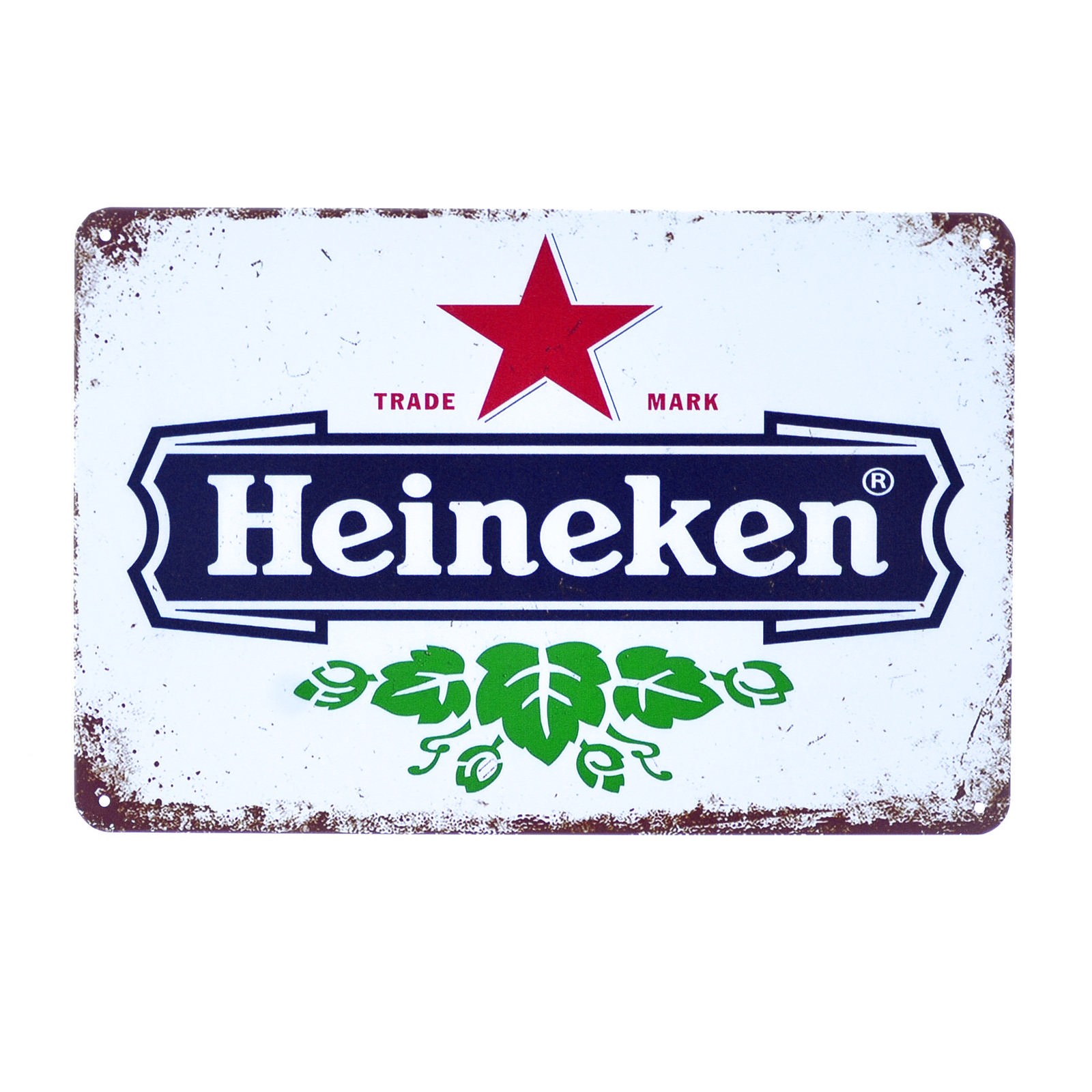 Cartel Metálico de Heineken blanco