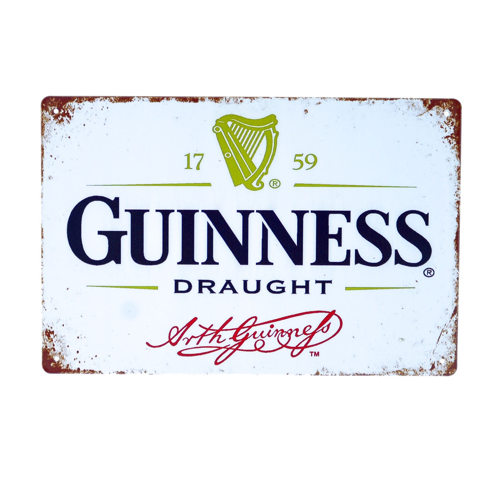 Cartel Metálico de Guinness blanco