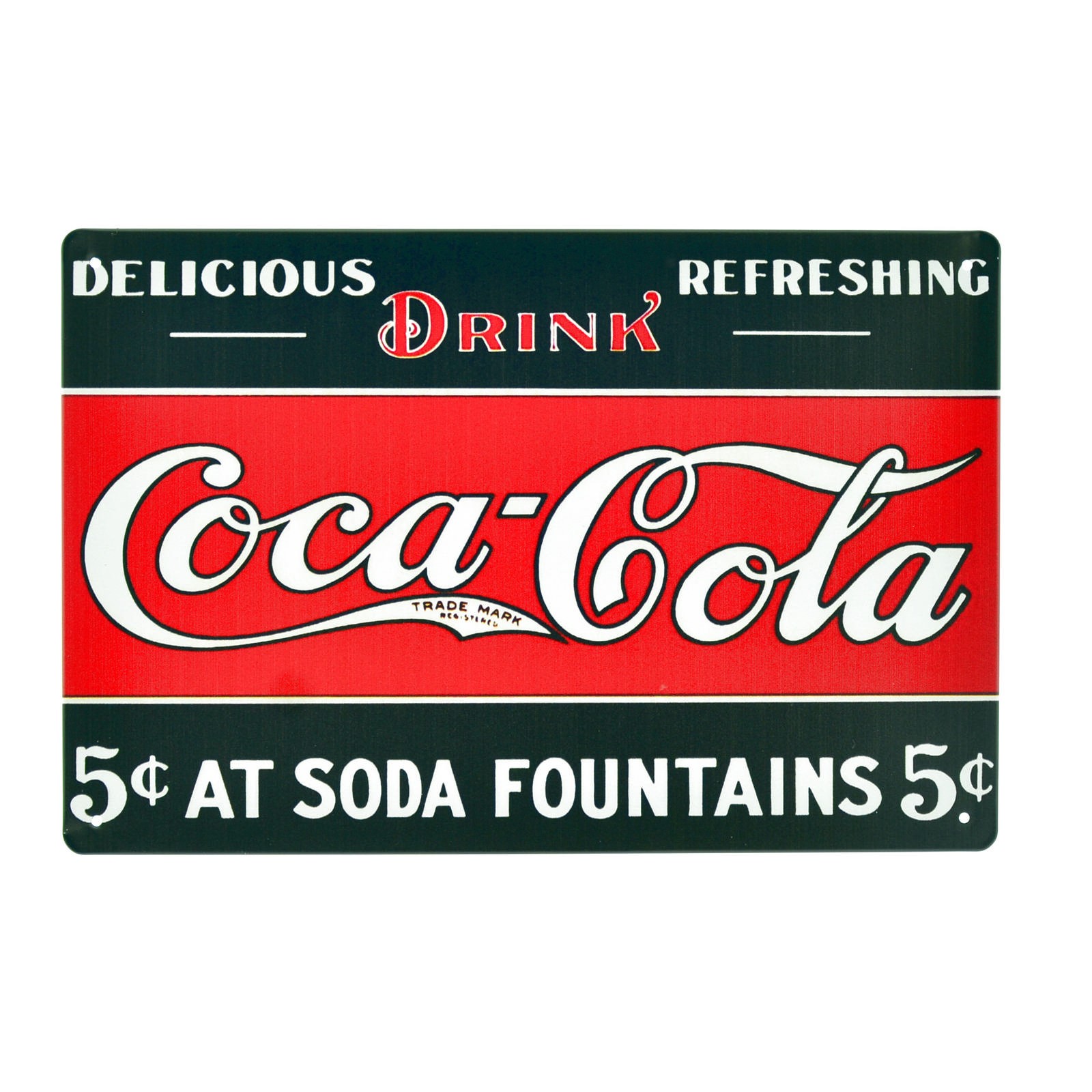 Cartel Metálico de Coca Cola Soda Fountains 5c
