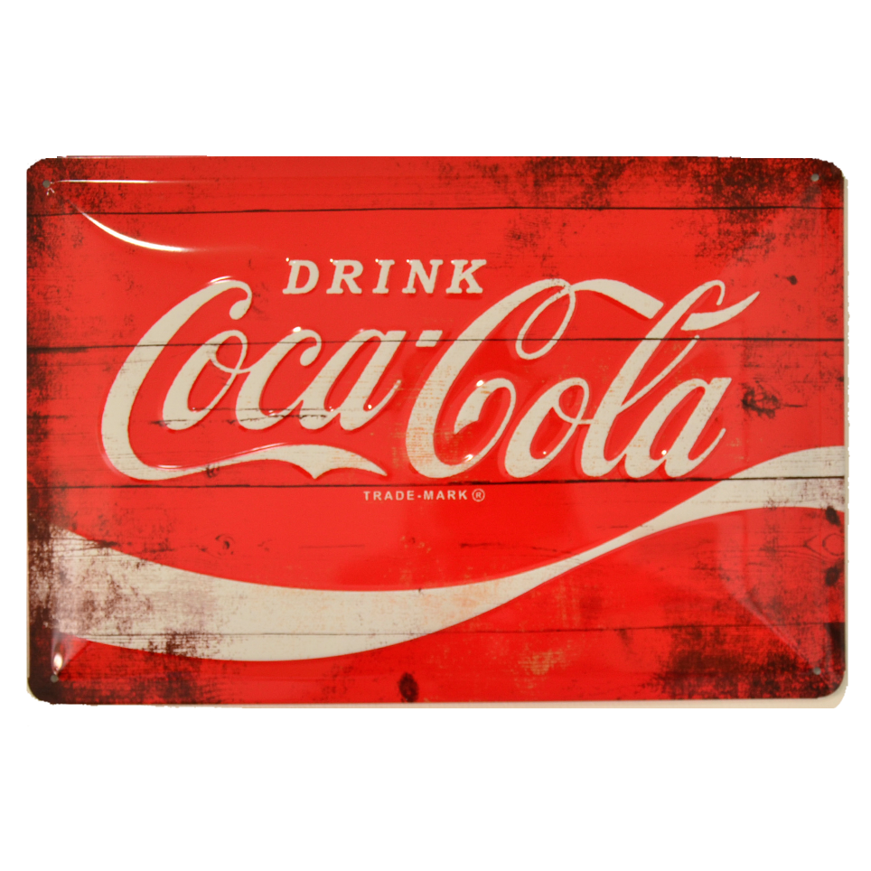 Cartel Metálico Coca Cola Logo Rojo