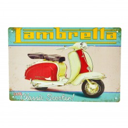 Cartel Metálico de Lambretta, the classic scooter